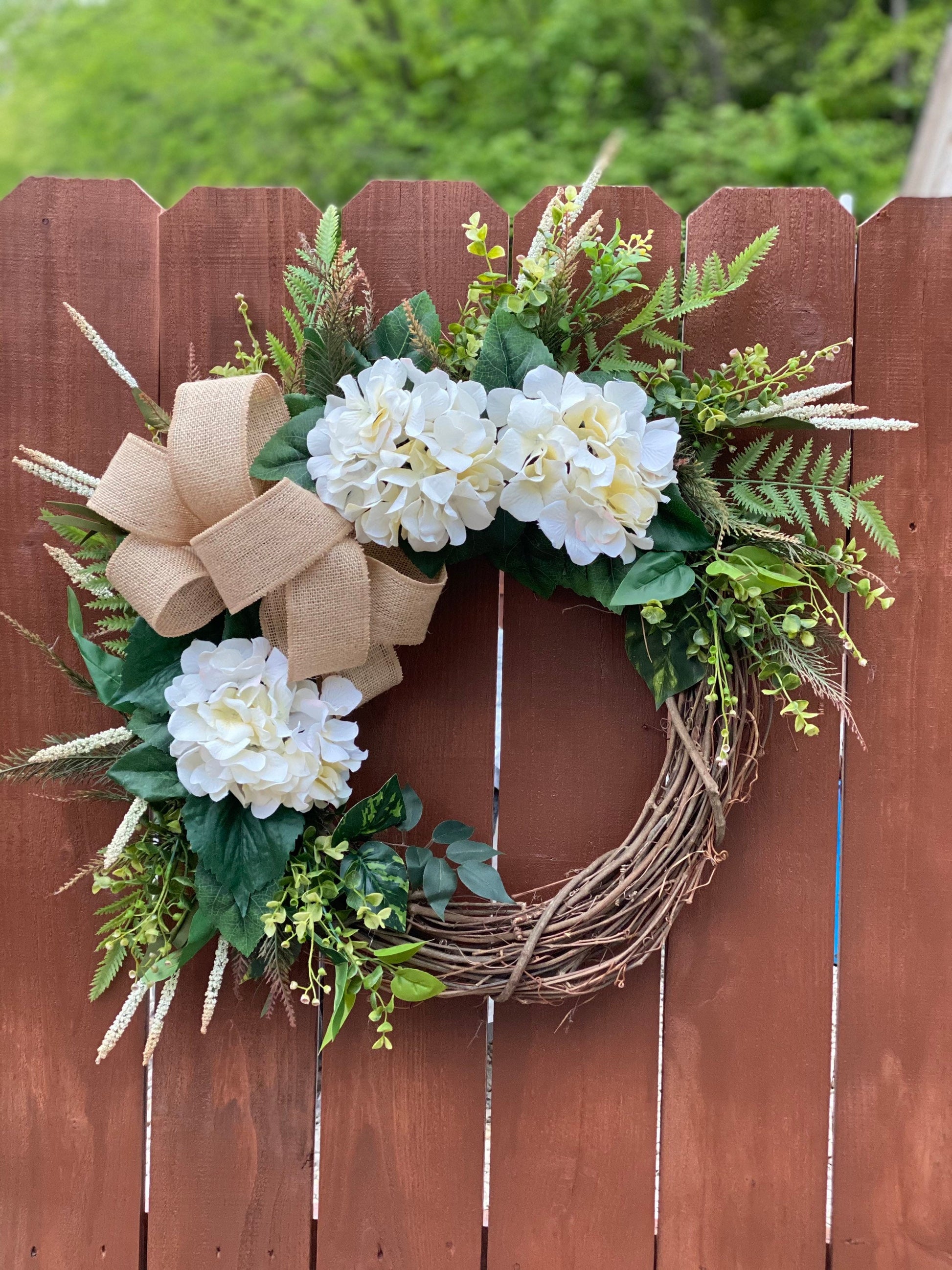 Year Round Wreath, Hydrangea Wreath, Monogram Wreath, Initial Wreath, Grapevine Wreath i
