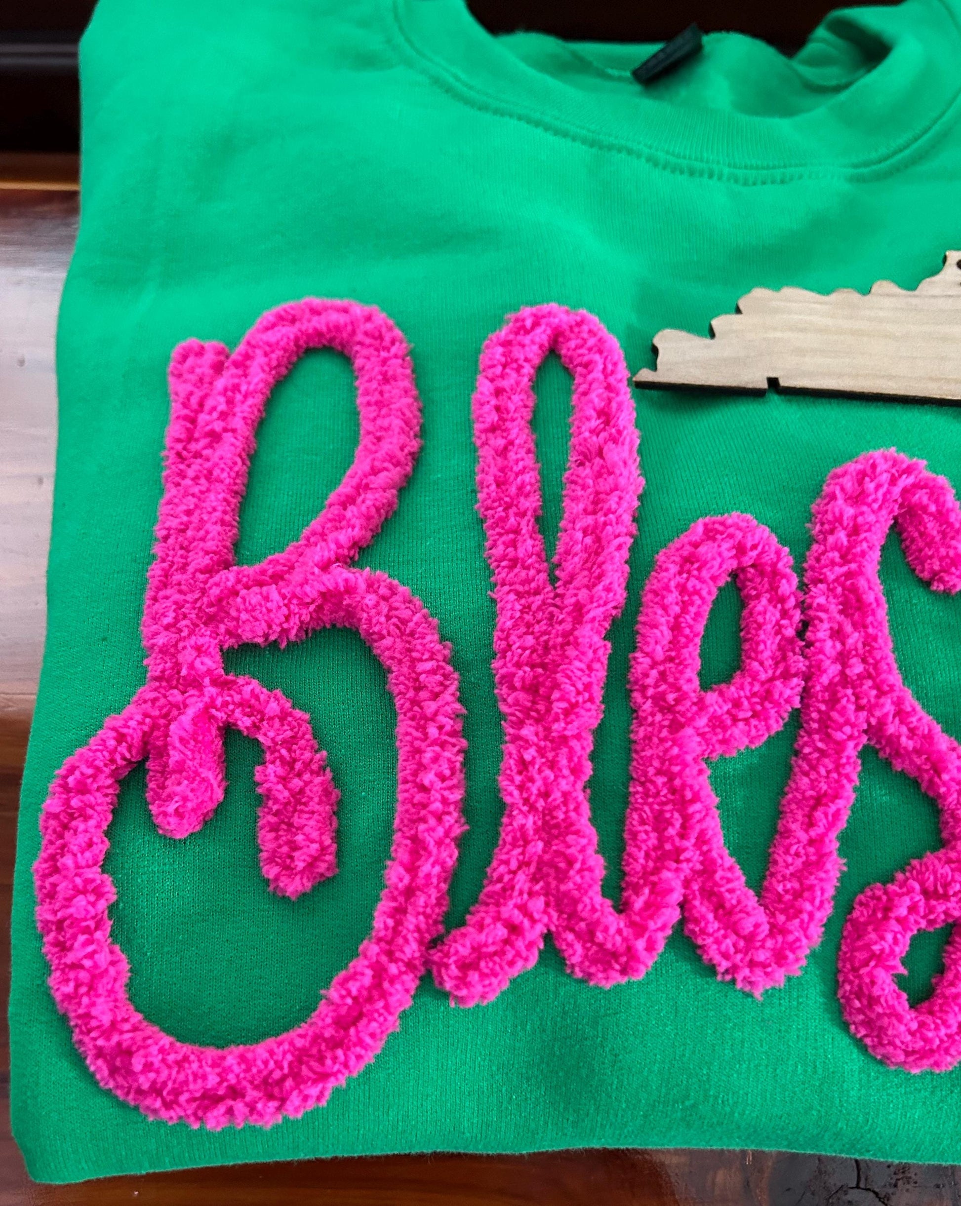 Blessed Chenille Sweatshirt, Custom Yarn Sweatshirt, Custom Applique Sweatshirt