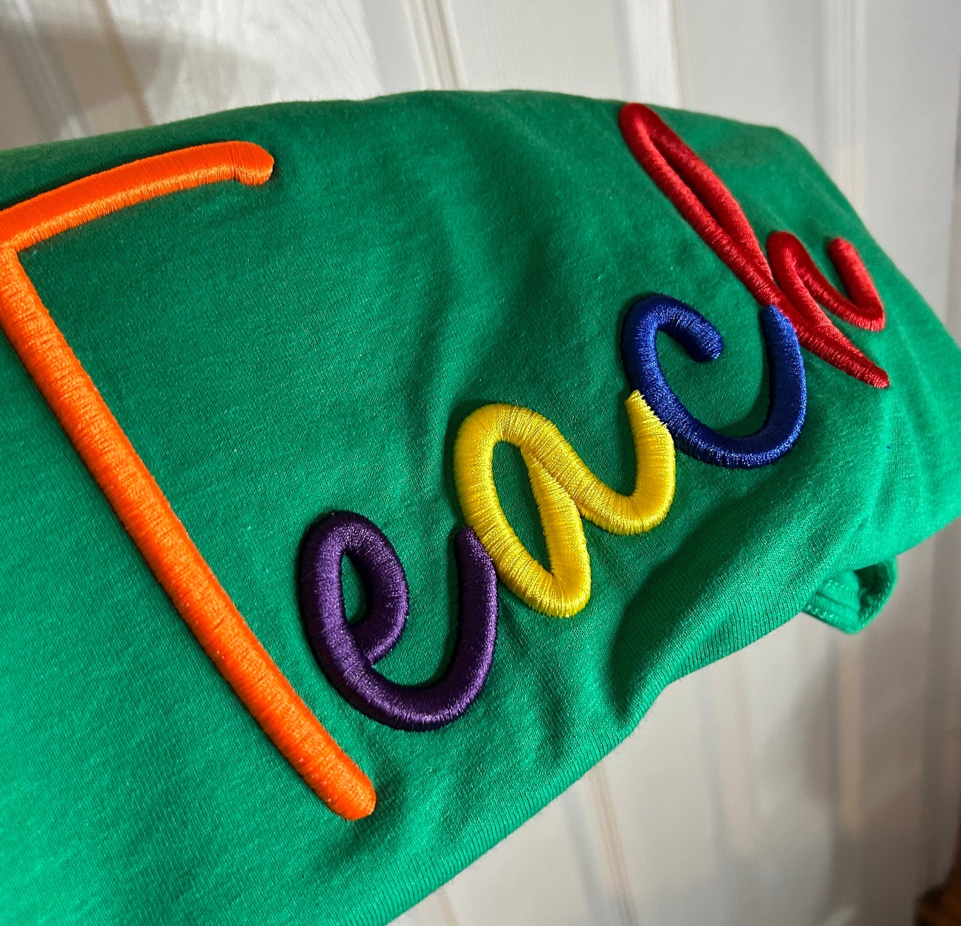 3D Embroidered Puffy Teacher Shirt