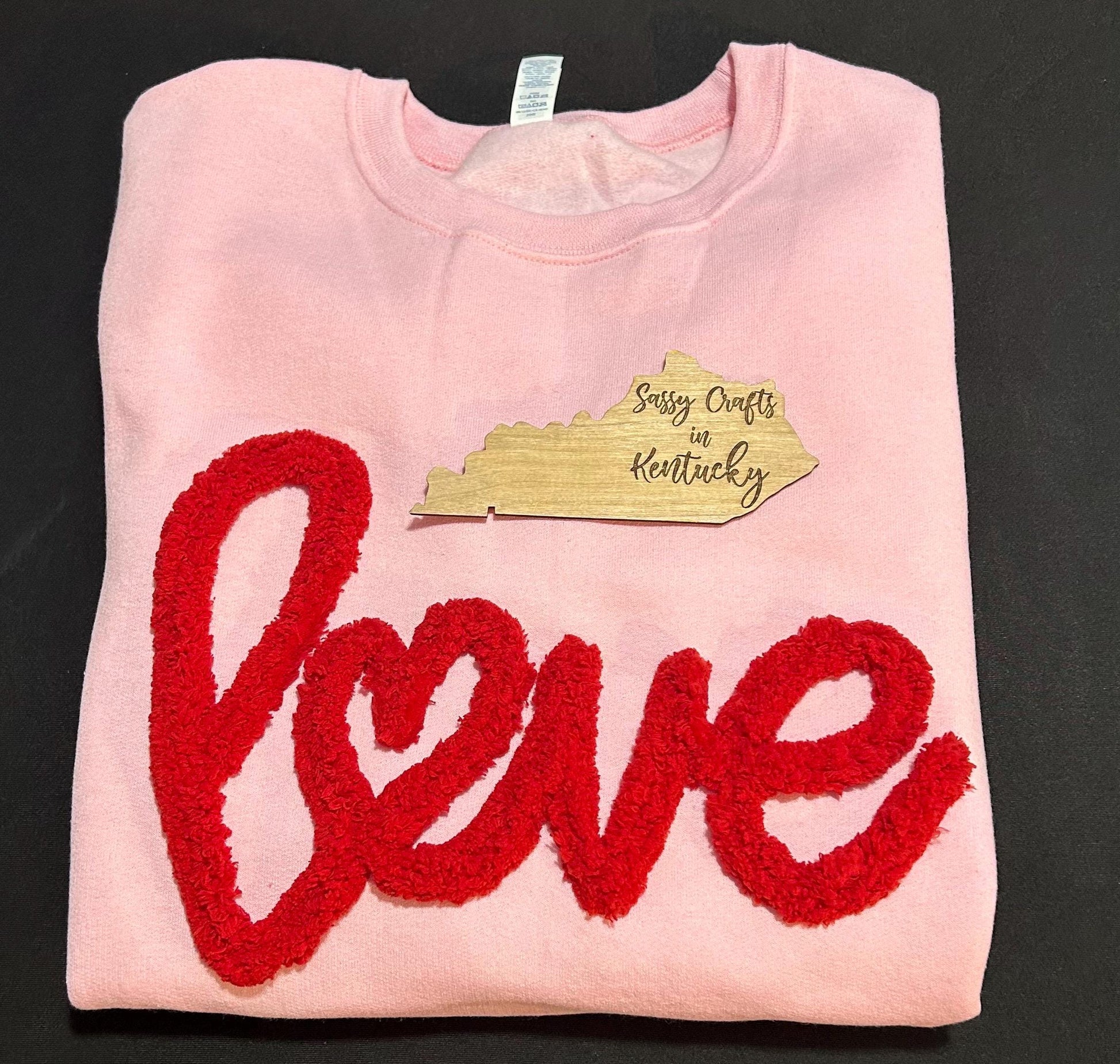 Love Chenille Sweatshirt, Valentine’s Day Sweatshirt, Chenille Yarn love Sweatshirt, Valentines Day, Love