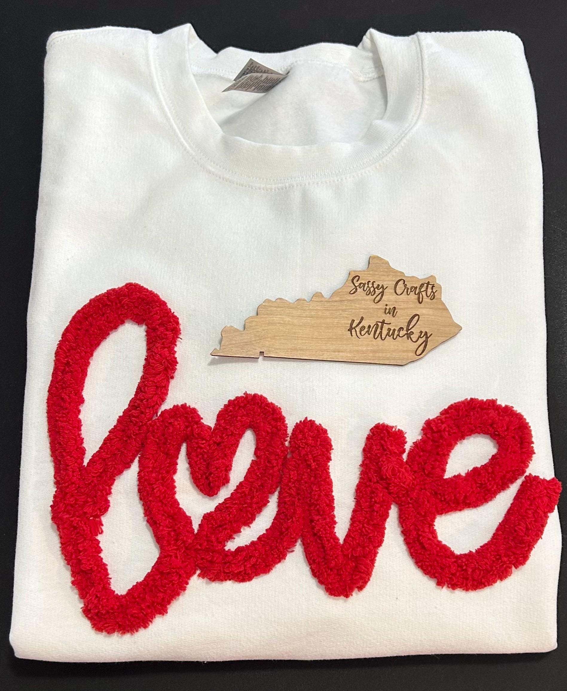 Love Chenille Sweatshirt, Valentine’s Day Sweatshirt, Chenille Yarn love Sweatshirt, Valentines Day, Love
