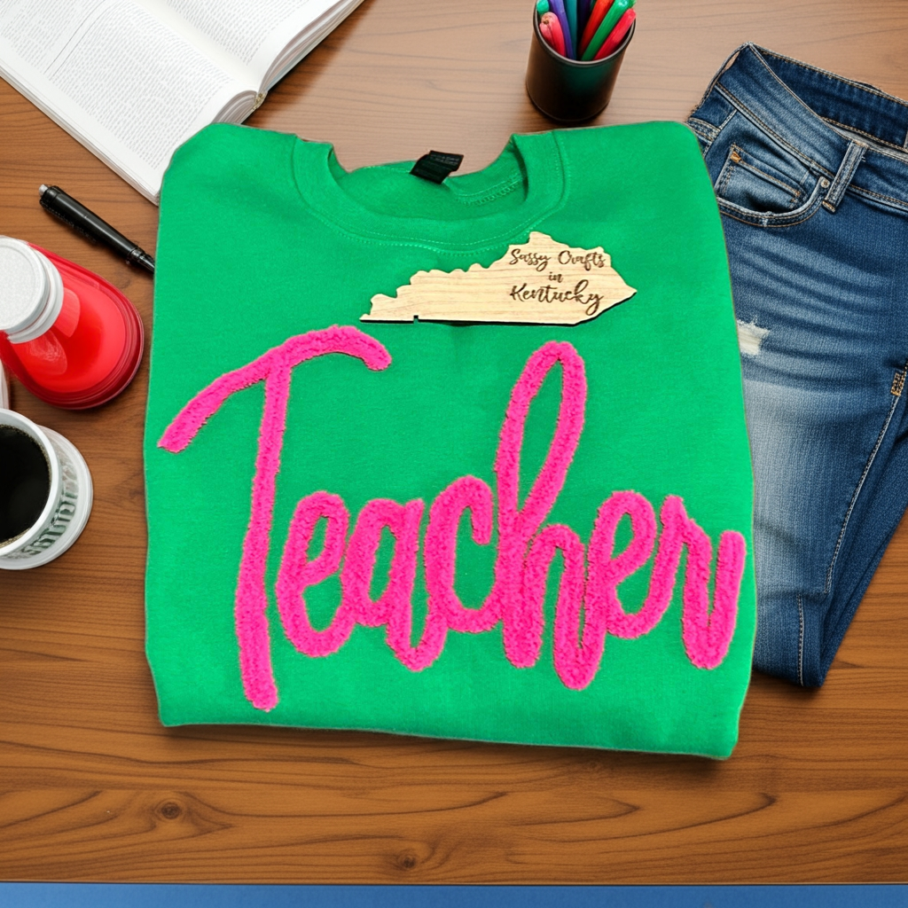 Chenille Yarn Teacher Sweatshirt
