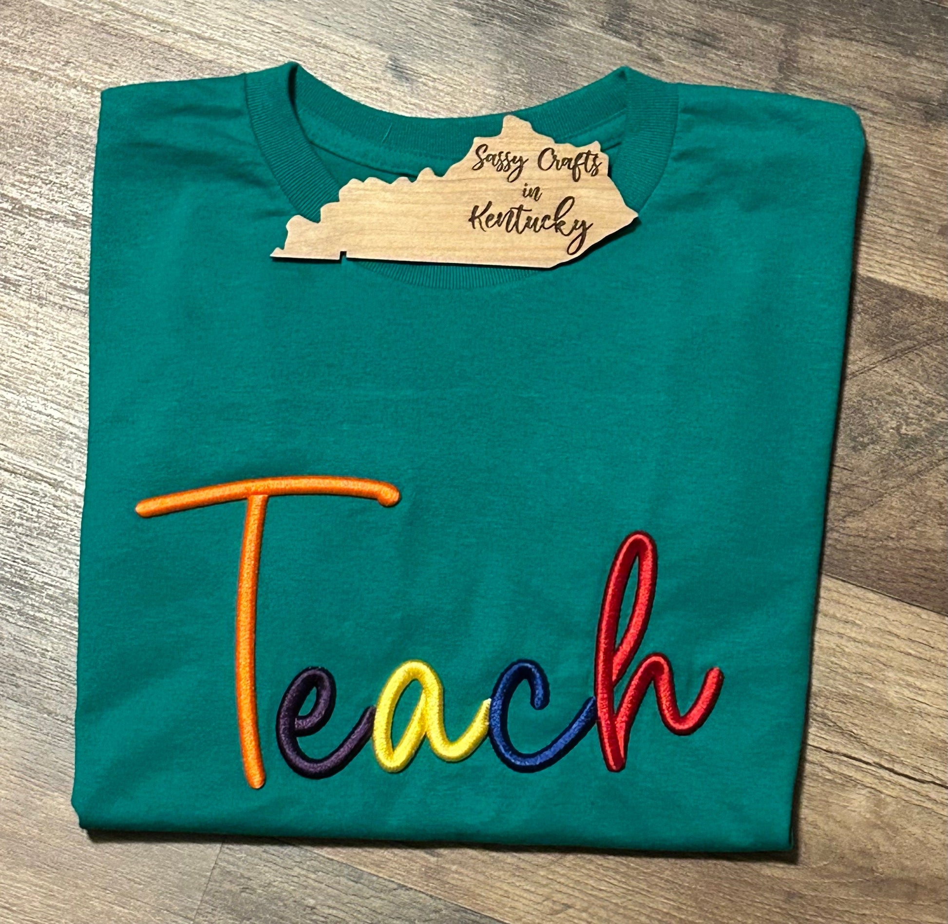 3D Embroidered Puffy Teacher Shirt