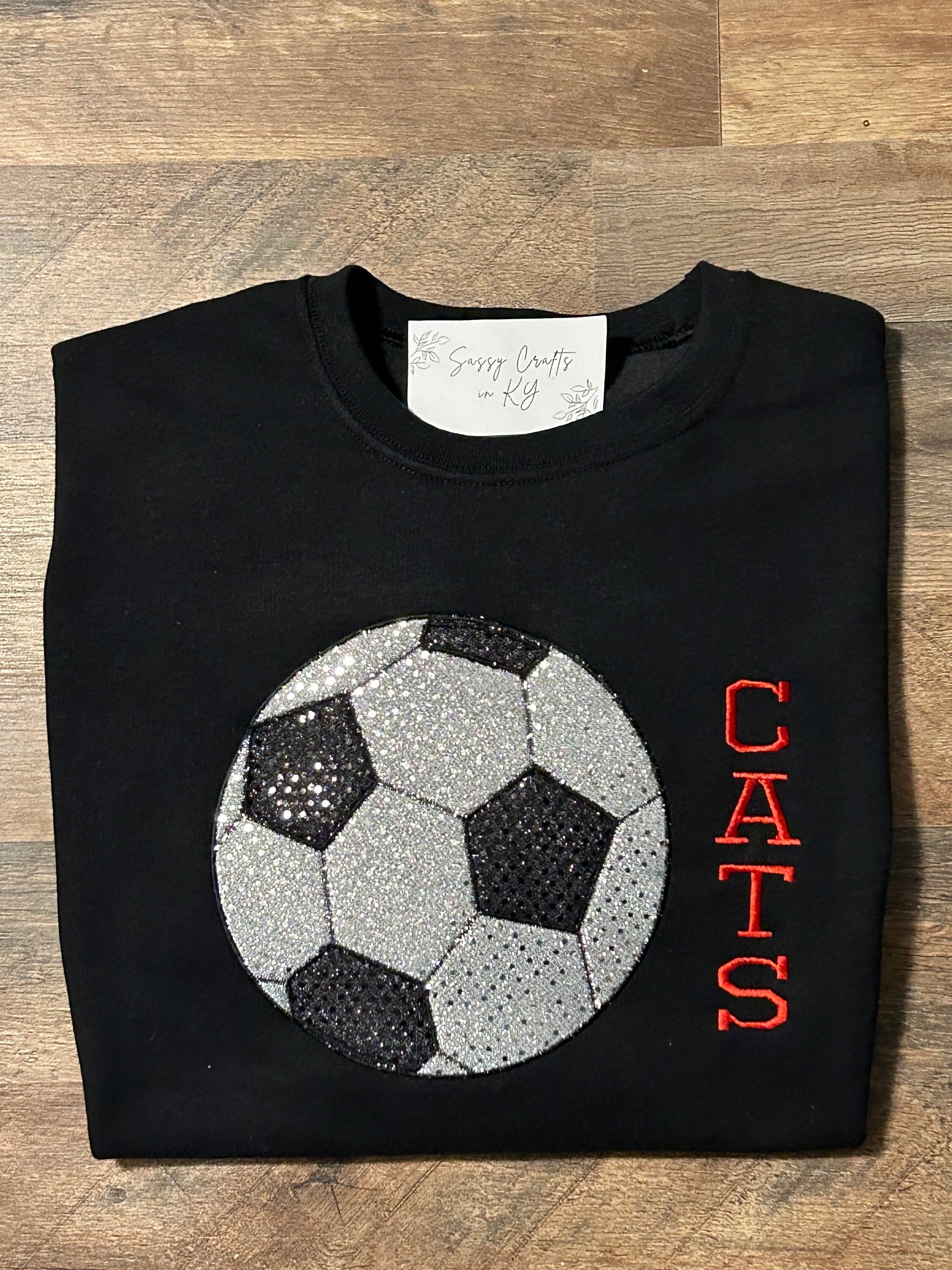 Soccer Sequin Shirt, Soccer Shirt, Sequins Soccer Shirt, School Mascot, School Mascot Sequin T-Shirt, Sequin applique