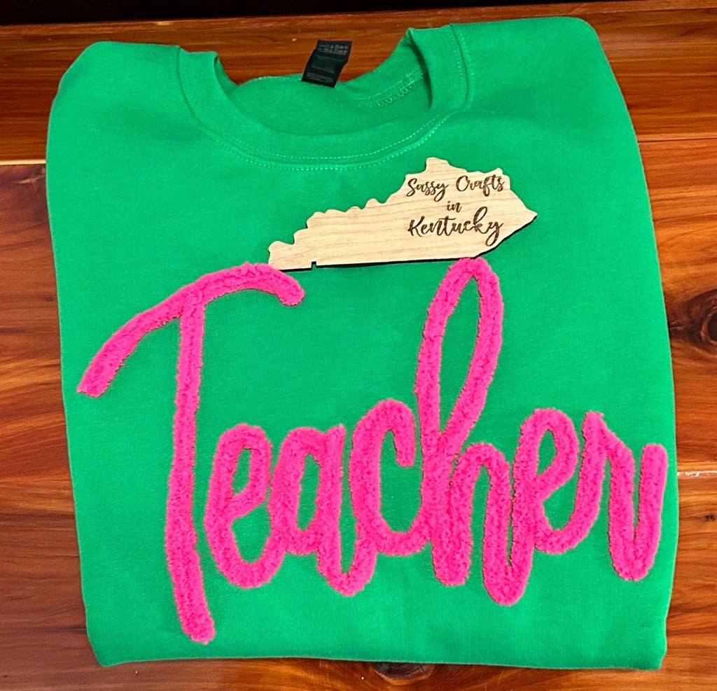 Chenille Yarn Teacher Sweatshirt