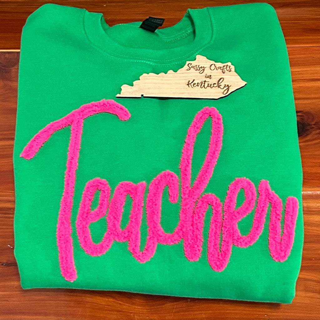 Chenille Yarn Teacher Sweatshirt